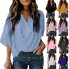 Женская рубашка, однотонный свободный повседневный топ с v-образным вырезом
