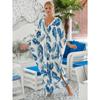 Plus Size Boho Cover Up, Women's Plus Painting Print Bat Sleeve V Neck Split Hem Maxi Cover Up Dress