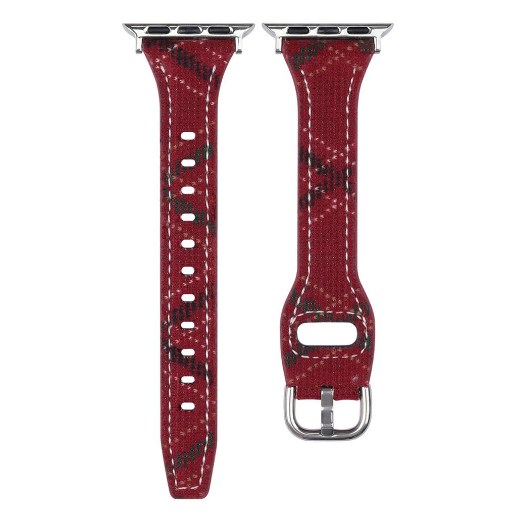 Xmas Style Wool + Leather Strap for Apple Watch Ultra 3 2 1 49mm / Series 11 10 46mm / 9 8 7 45mm / SE3 SE2 SE 6 5 4 44mm / 3 2 1 42mm Watch Band