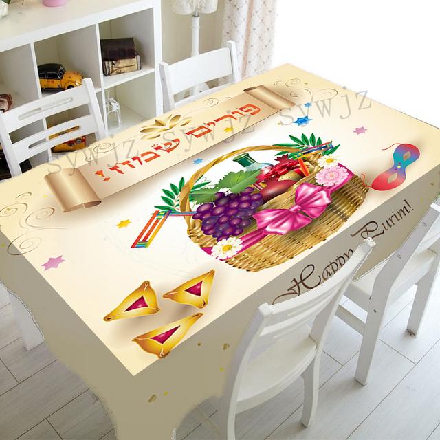 Еврейская скатерть Пятидесятницы, декор для вечеринки, прямоугольная гуава, коллекция с принтом финиковой пальмы, праздничная, устойчивая к пятнам скатерть