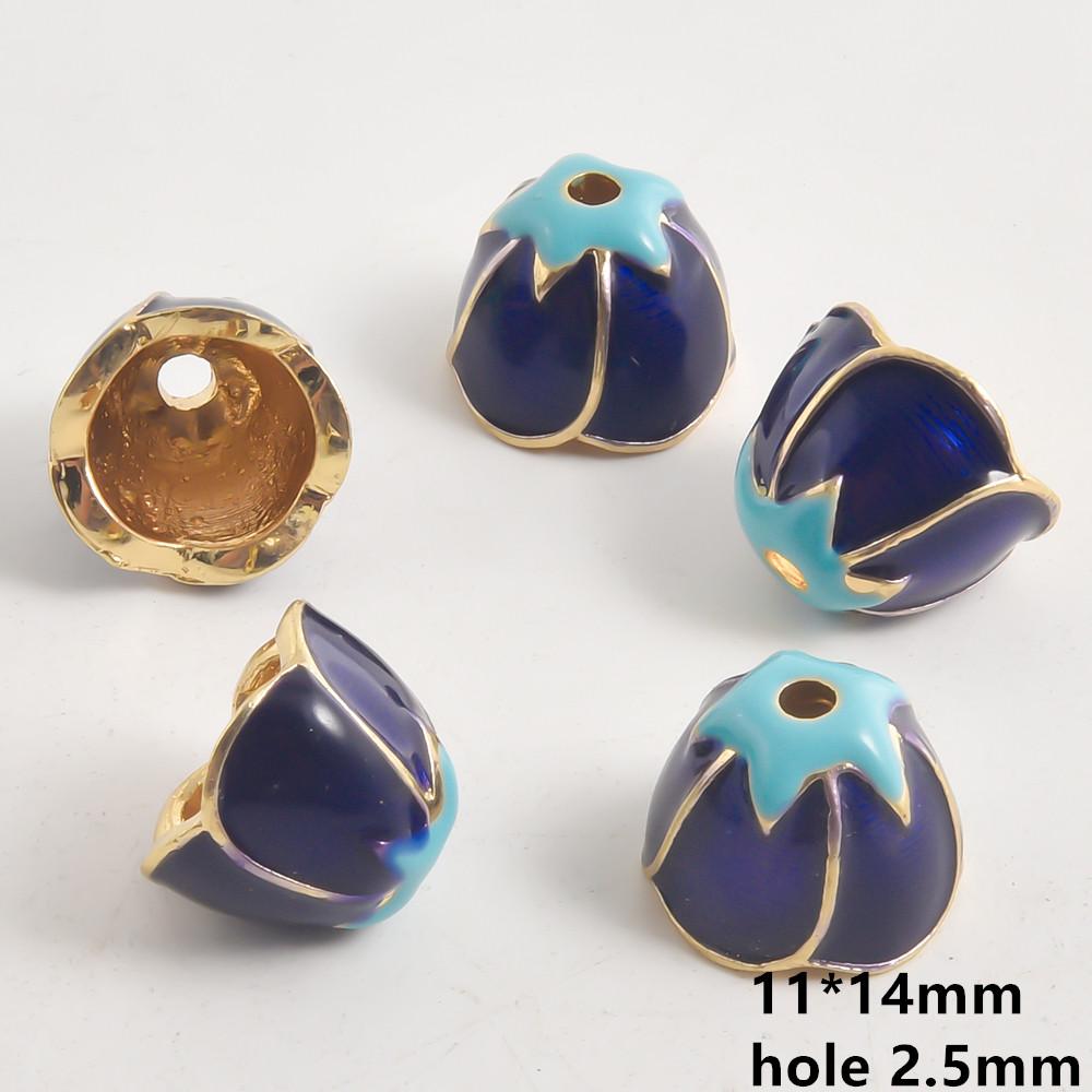 10pcs/Lot Vintage Enamel Flower Bead Cap Accessories For Jewelry Making Supplies Bohemia End Caps Handmade Connectors Materials