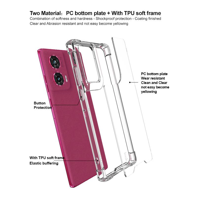 IMAK For Motorola Edge 50 Fusion 5G Case PC+TPU Phone Cover Airbag Corners