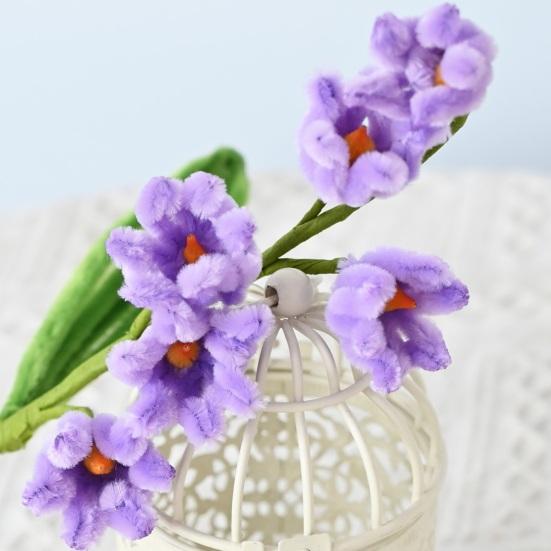 Pipe Cleaner Flower Handmade Craft Soft Furry Hand-Twisted Texture Fake Flower Home Decor Photo