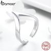 BAMOER Authentic 925 Sterling Silver Wave Geometric Love Adjustable Finger Rings for Women Wedding Engagement Jewelry SCR470