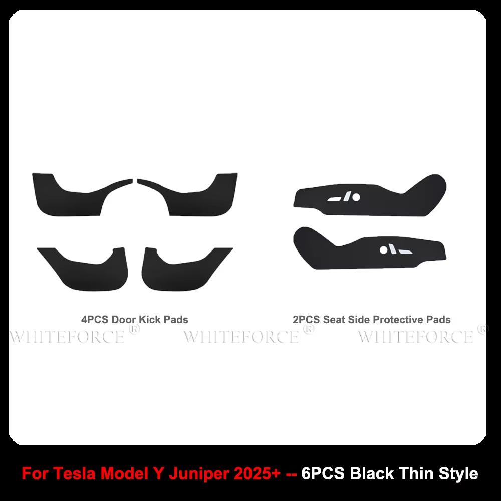For Tesla Model Y Juniper Seat Both Side Anti-Kick Pad Sticker Soil-proof Mat Side Door Anti-scratch Leather Protective Stickers
