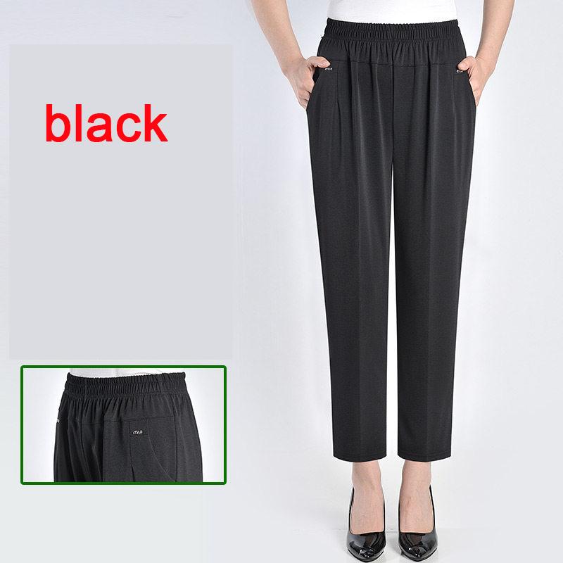 XL-8XL летние брюки для мам из ледяного шелка, брюки для пожилых женщин, свободные брюки для бабушки, большие
