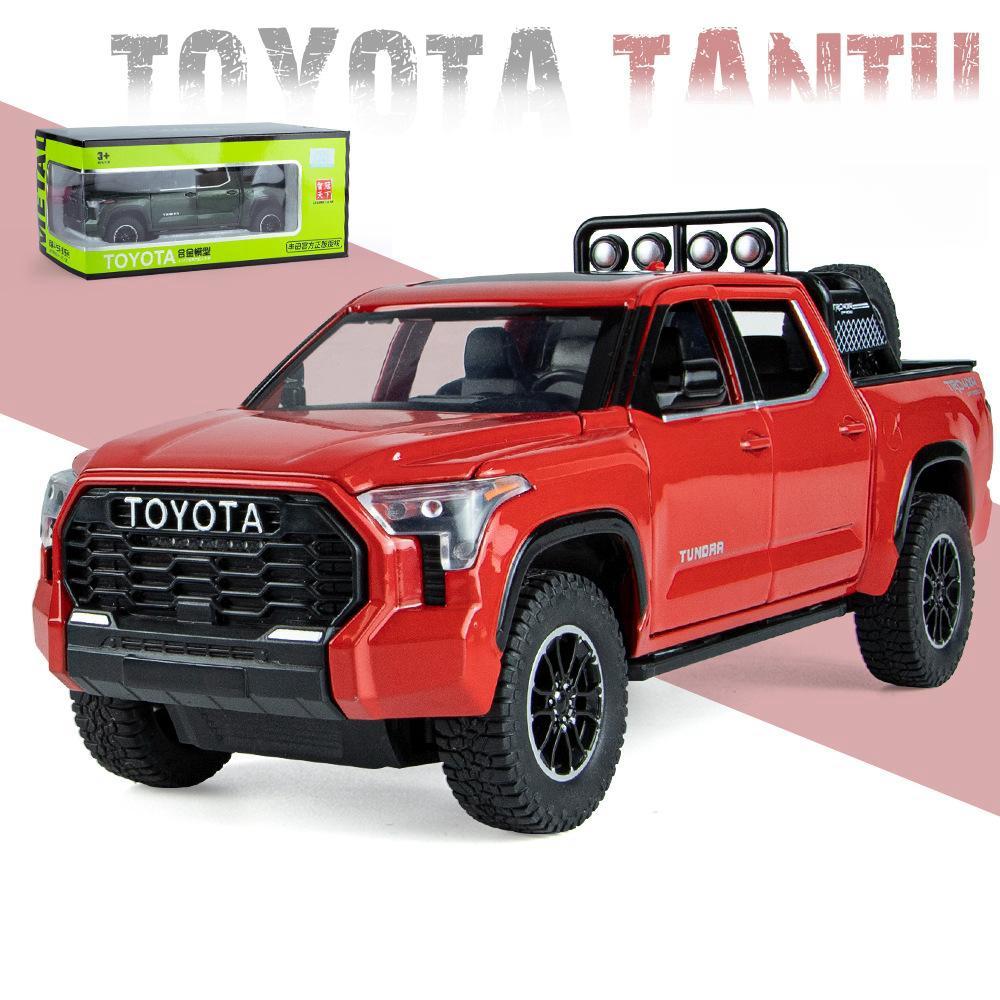 1/24 TOYOTA Tundra TRD Пикап Внедорожный литой сплав Миниатюрная игрушечная модель автомобиля с инерционным механизмом, звуком и светом, коллекция подарков для мальчика