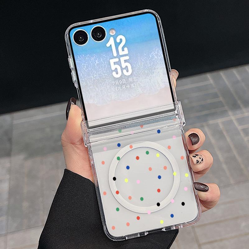 Чехол с принтом «Цветные блоки и точки» для Samsung Z FLIP 7 FE 6 5, складной чехол-книжка с магнитной петлей для Galaxy Z Flip7 Flip6 Flip5
