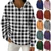 Women's Fashion Casual Plaid Print Pullover Long-Sleeve Hooded Sweatshirt