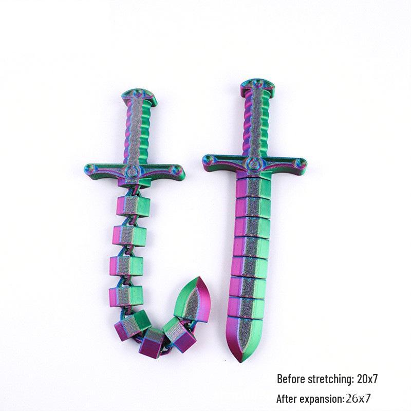 3D Printed Retractable Toy Sword: Creative Flexible Whip & Movable Joint for Kids