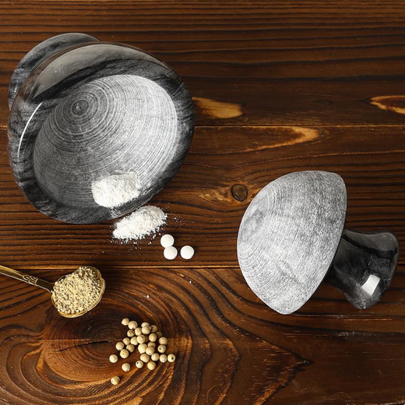 Мраморная мельница из натурального камня, креативная банка для измельчения чесночного порошка, ручная бытовая кухонная легкая роскошная ступка для таблеток с перцем