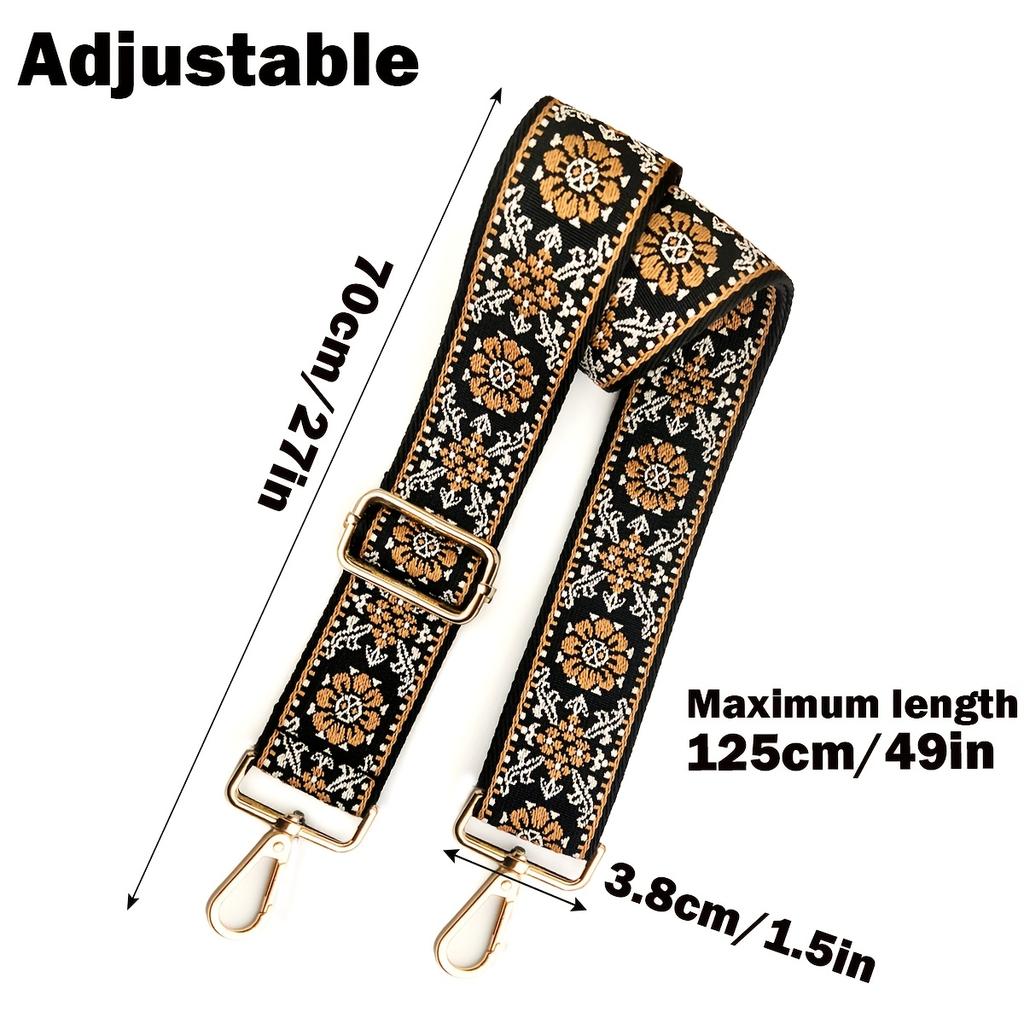 3.8cm Wide Retro Pattern Detachable Adjustable Shoulder Strap, for Crossbody Bag Handbag Tote Bag Travel Bag Waist Pack Camera Strap Replacement