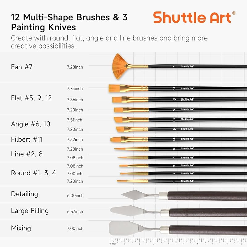 Shuttle Art acrylic paint 54 piece set 30 color paint set wooden easel canvas board brush palette brush washing bucket quick drying Water resistant