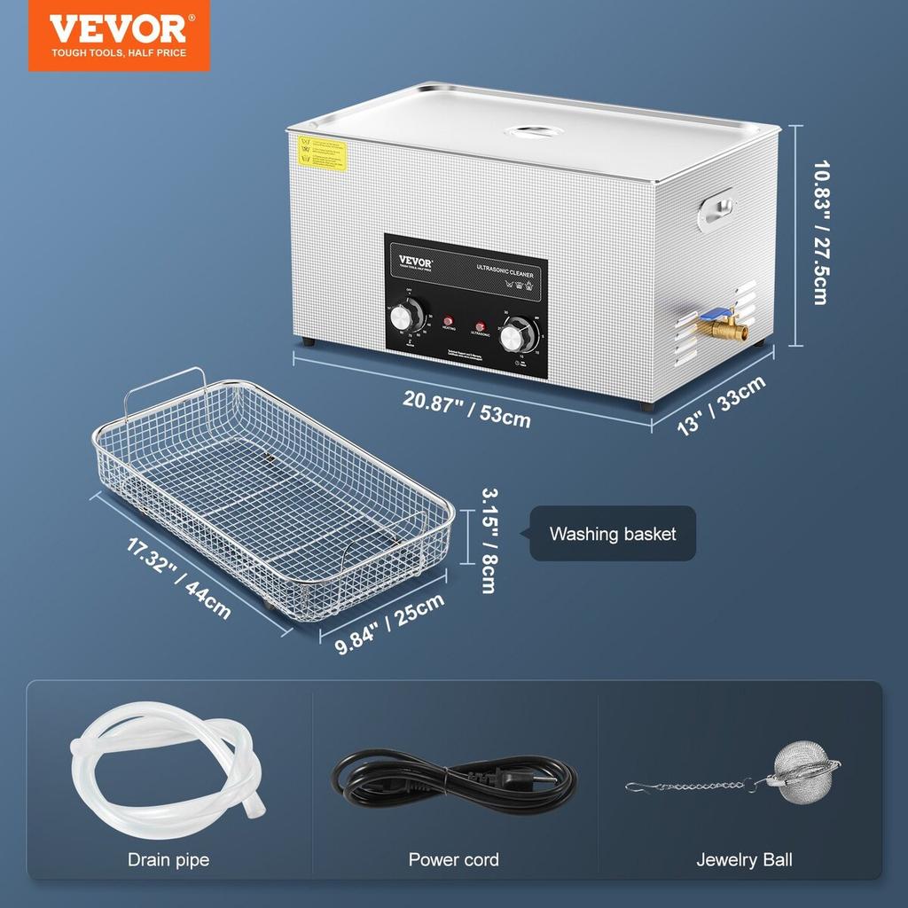 22L Ultrasonic Cleaner with Heater Timer & Basket Digital Sonic Machine