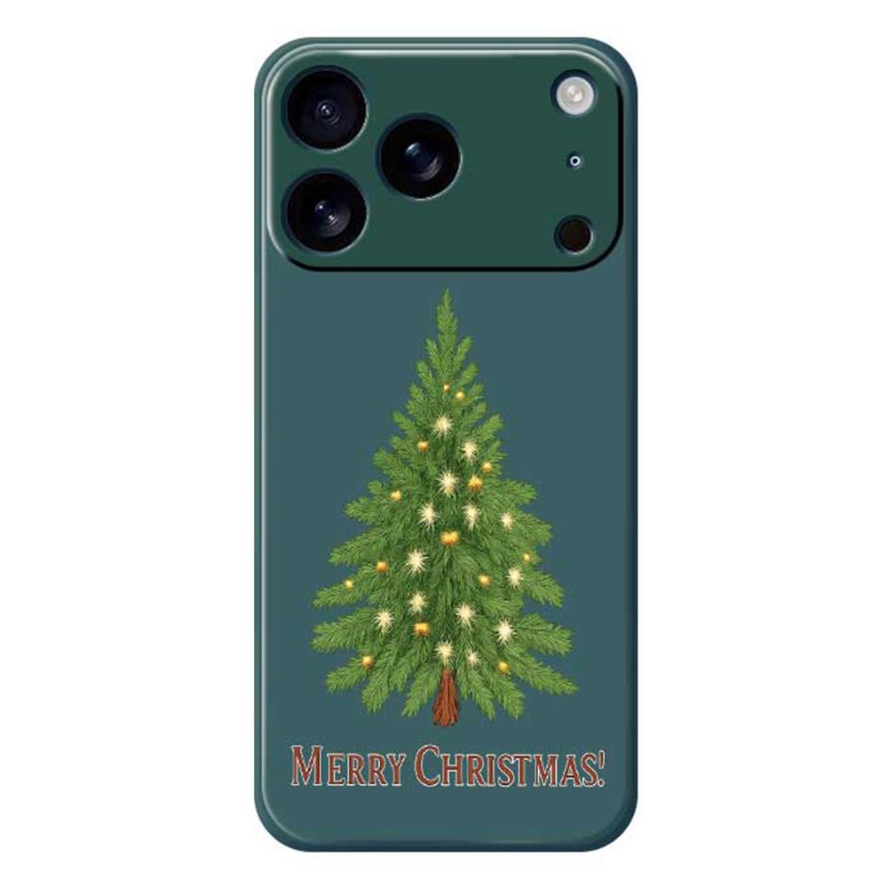For iPhone 17 Pro Case Christmas Tree Pattern Printing Straight Edge TPU Phone Back Cover