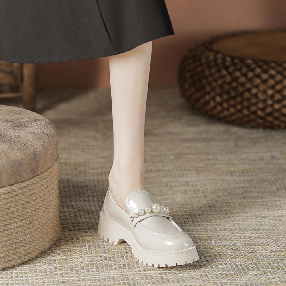 Весенняя обувь, женские повседневные лоферы в британском стиле на толстой подошве в студенческом стиле, модная обувь из натуральной кожи для девочек