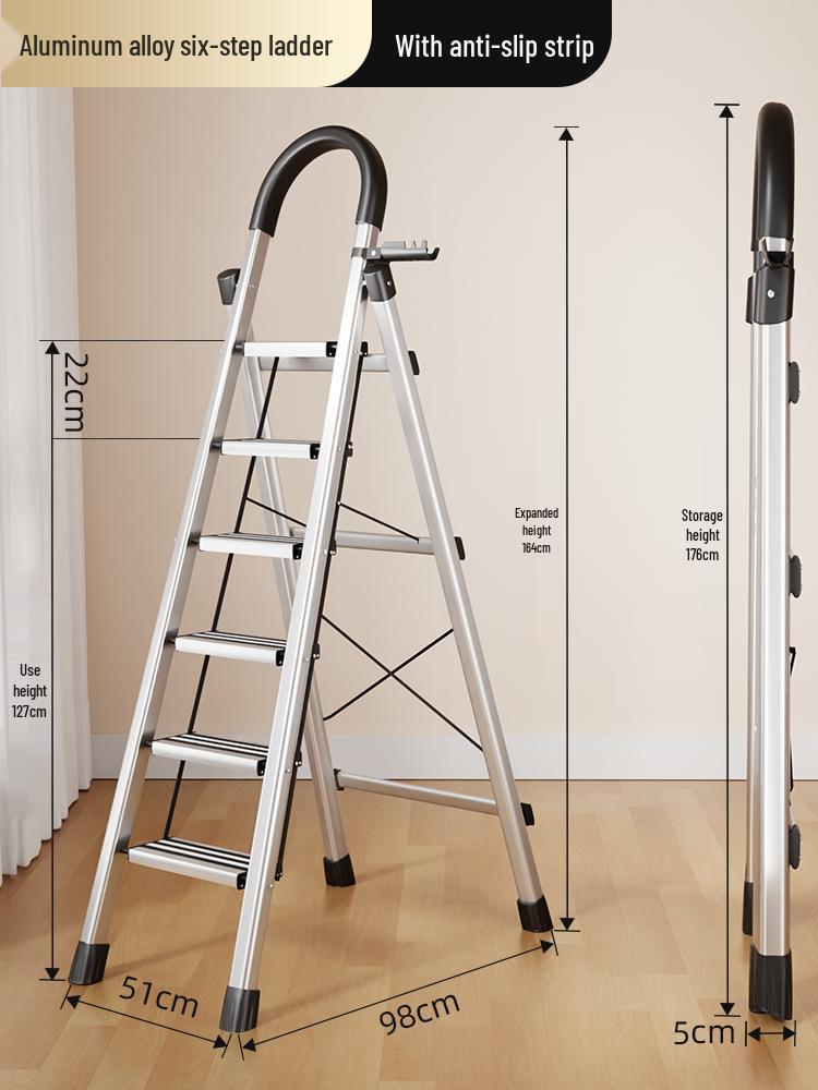 Compact Folding Multi-Functional Telescopic 4-Step A-Frame Ladder