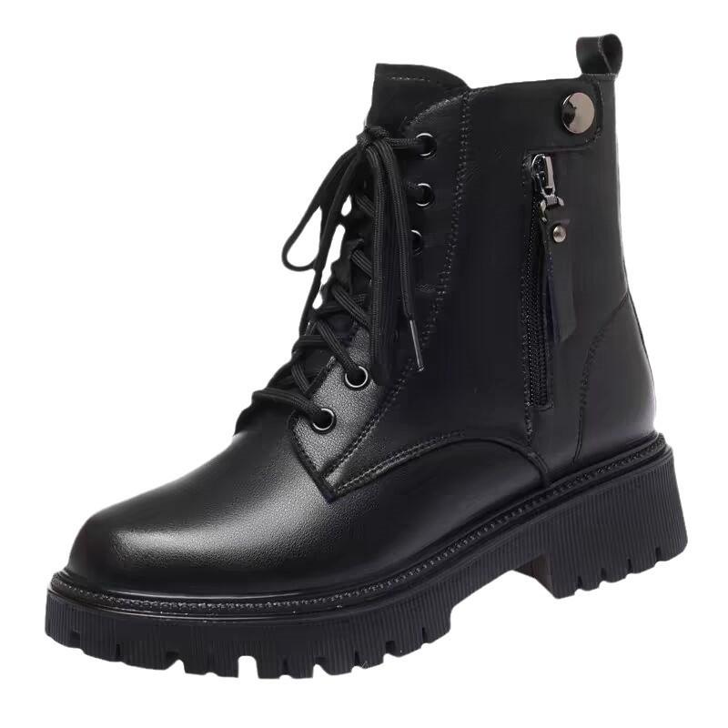 Ботинки Martin женские зимние бархатные утолщенные короткие ботинки мягкие кожаные хлопковые ботинки толстые меховые ботинки зимние ботинки кожаные ботинки с меховой вставкой