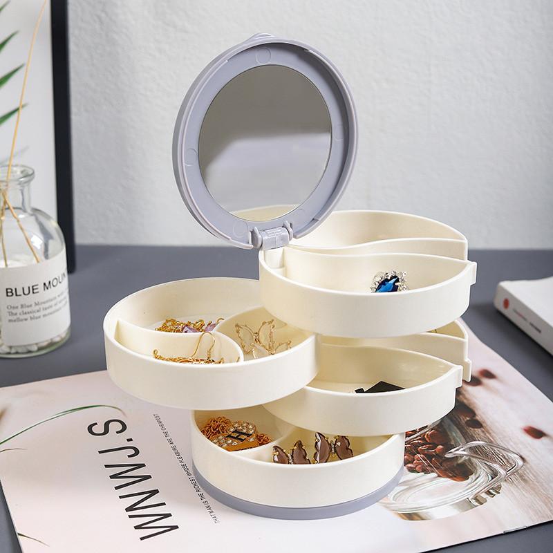 Вращающаяся многослойная шкатулка для драгоценностей, коробка для хранения сережек, браслет, серьги, ожерелье, подставка для ювелирных изделий, пылезащитная коробка