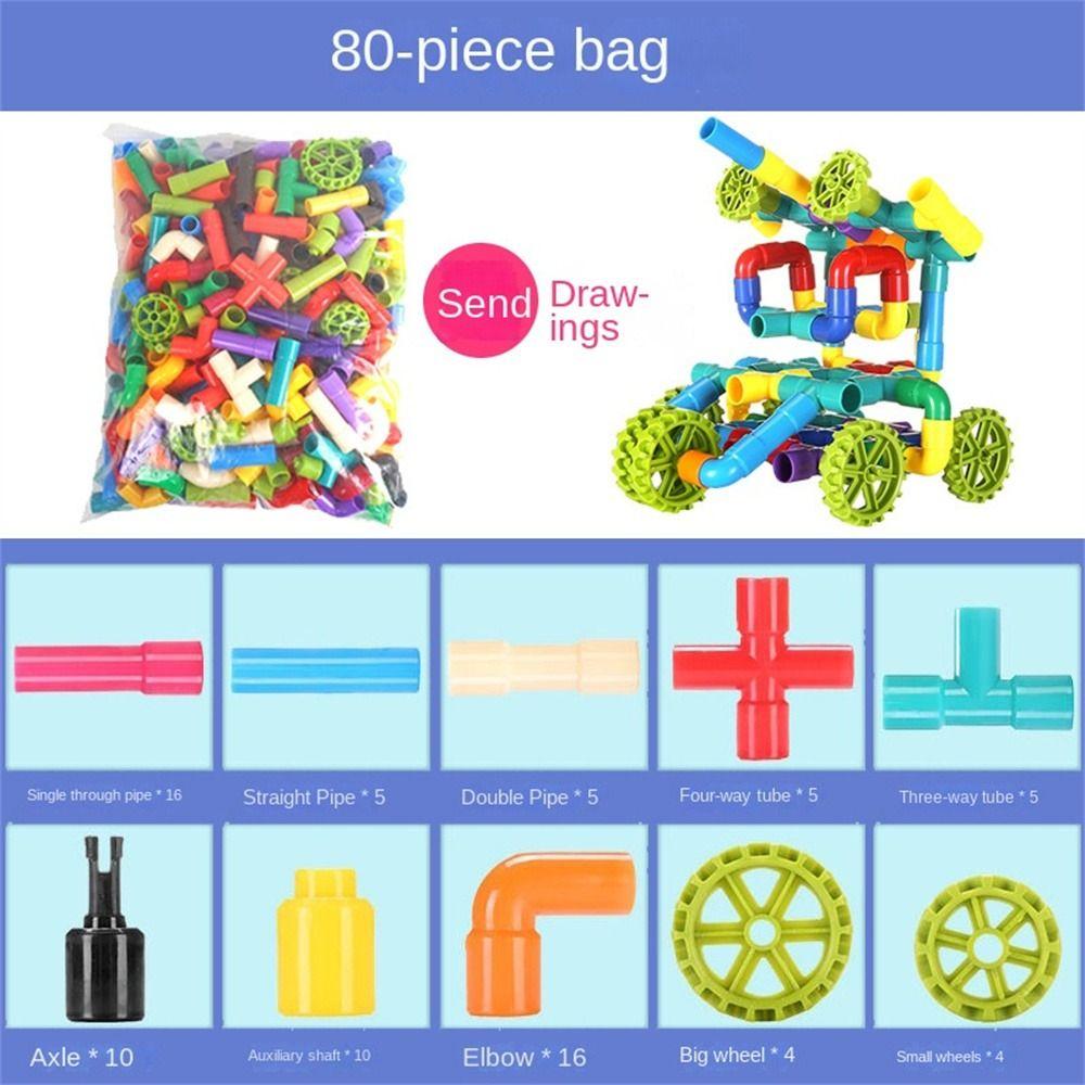 Construction Assembling Pipeline Tunnel DIY Brick Pipe Puzzle Blocks  Children Gift