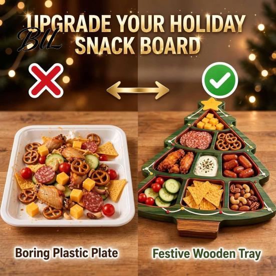 Decorative Tray for Fruit Cheese Christmas Snack Serving Tray, Divided Holiday Appetizer Platter, Cute Snowman/Tree/Penguin/Cow Shaped Table