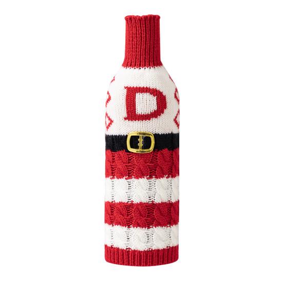Рождественский чехол для бутылки вина, многоразовый вязаный чехол с буквами, праздничный декор стола