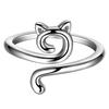 1Pc European and American Hook Line with Line Ring Geometric Cat Ring, Opening Adjustable Animal Ring Jewelry