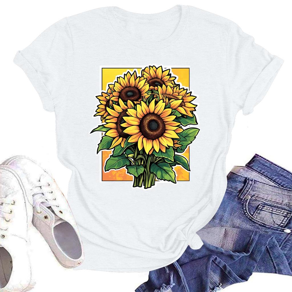 Женская повседневная свободная футболка с принтом, круглый вырез, пуловер, короткий рукав, топ