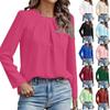 Women's Pullover Shirt Loose Casual Versatile Round Neck Long Sleeved Top Long Sleeved Top
