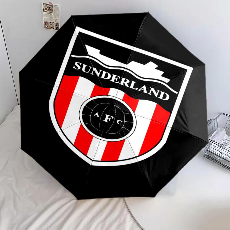1 PC Automatic Folding Umbrella - Sunderland Afc Pattern Portable Foldable Design With 8 Ribs Christmas Birthday Gifts