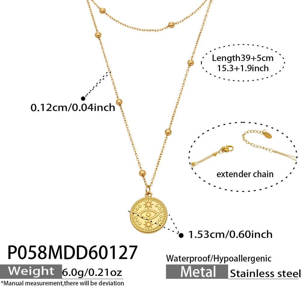 Двухслойное ожерелье с глазом Фатимы, покрытое 18-каратным золотом, с простым дизайном