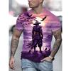 Samurai Men's T-shirt Soldier Print O Neck Short Sleeve Casual Anime Pullover Streetwear Outdoor Male Tee Top Oversized Clothing