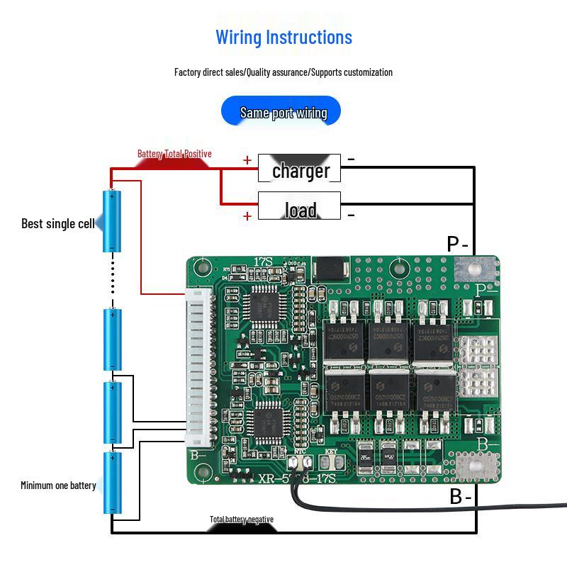 17-String 60V Balanced Temp Control 20A/30A Lithium Battery Protection Board for Electric Vehicles & Motorcycles