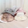 New bow seersucker sun hat children spring and summer big brim foldable sunscreen thin mesh hat