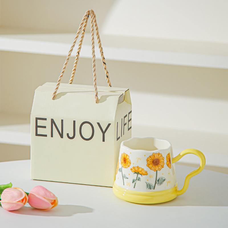 Souvenir Gifts Pastoral Style Single Cup Sunflower Ceramic Cup Household Set Mug Tulip Cup