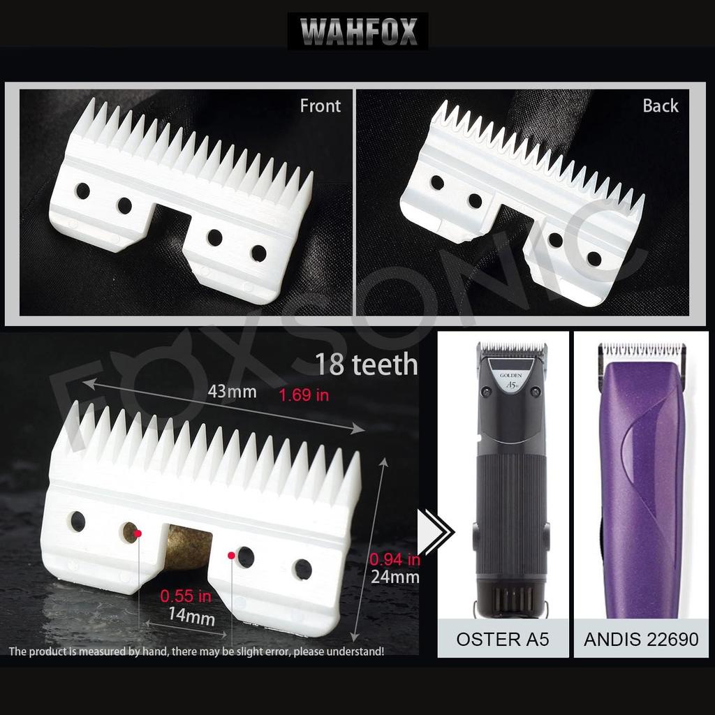 WAHFOX 3pcs Fast Feed Ceramic Blades for Oster Fast Feed Clipper Oster A5 Fast Feed Ceramic Blades Fast Feed Replacement Blade A5 Replacement Blade