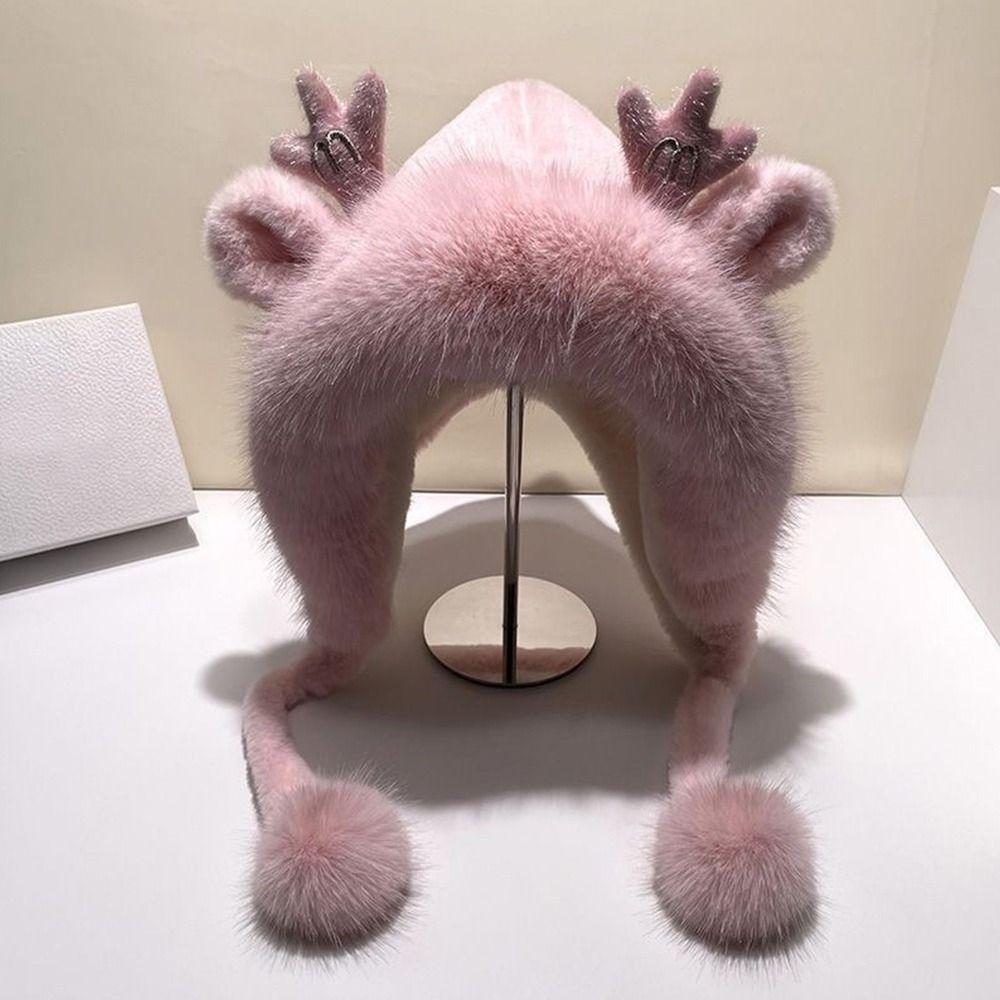 Kawaii Plush Cap Thickened Ear Protection Cap Fashion Winter Hat for Women