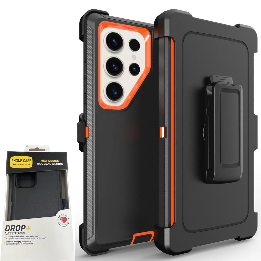 3 в 1 прочный прочный противоударный чехол Otter Armor Box для Samsung Galaxy S25 Ultra S24 S23 S22 S21 S20 Plus Note20 с зажимом для ремня