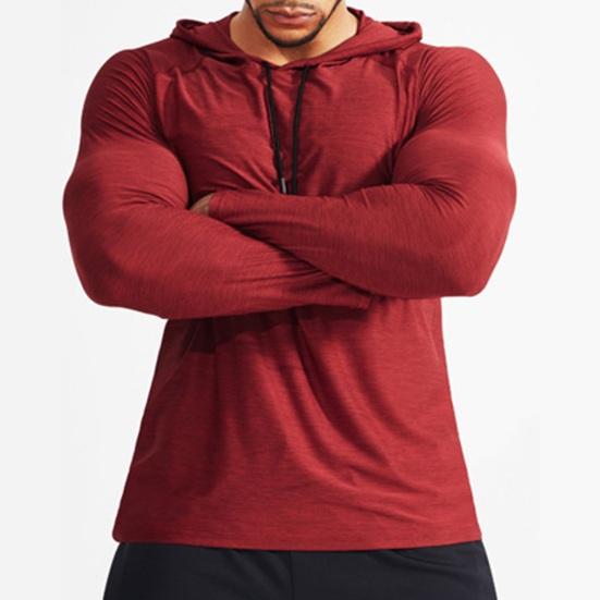 Мужская летняя спортивная толстовка с длинным рукавом и шнурком, эластичная, свободная, впитывающая пот, быстросохнущая, мягкая, дышащая, однотонная, баскетбольная, спортивная...