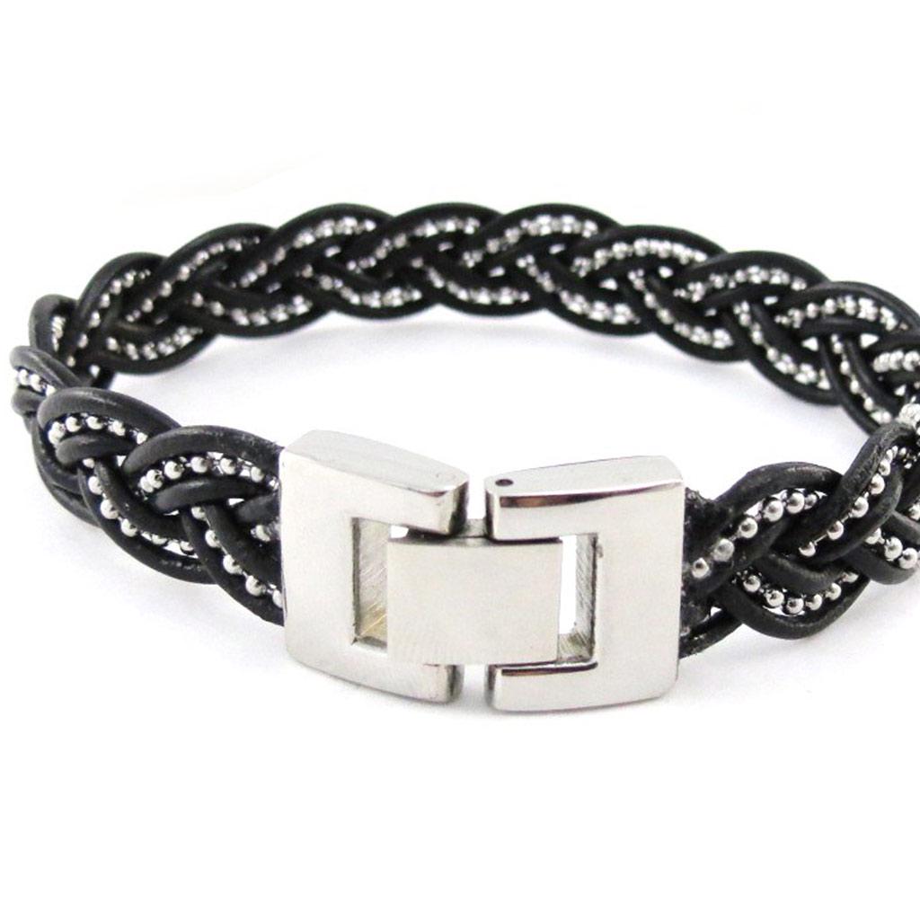 Les Trésors De Lily [J0807] - Mixed Bracelet 'Peaceful' Black / Steel - 17 Mm