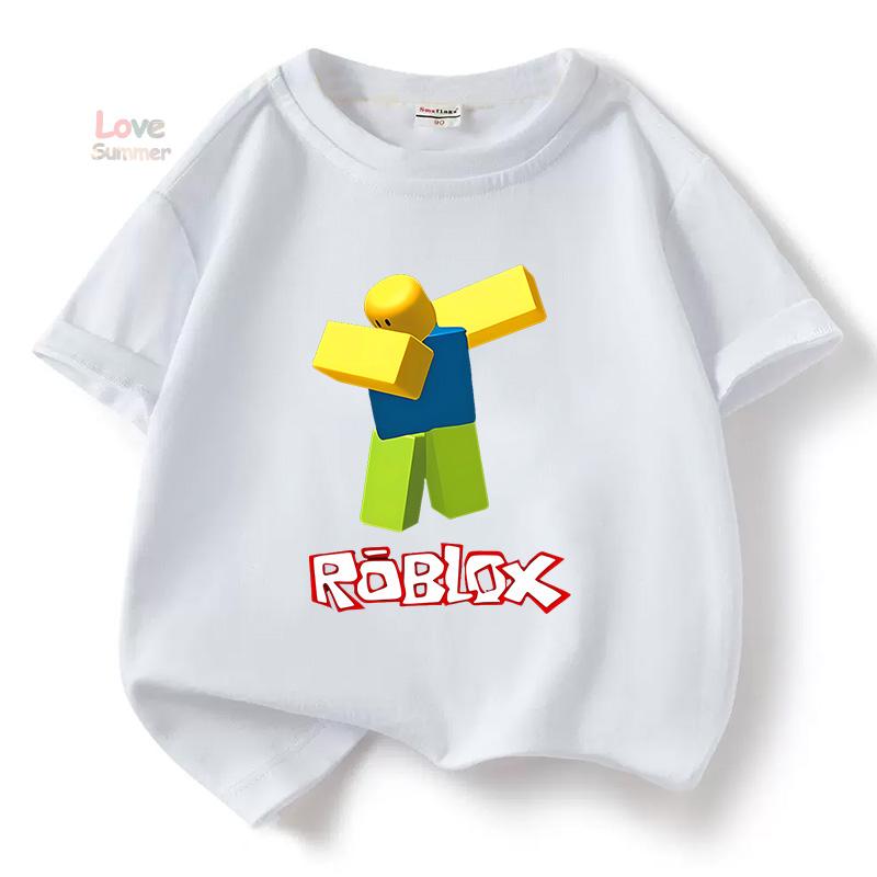 Детская футболка Robloxing для мальчиков Спортивная хлопковая футболка Детская Мультяшная унисекс Короткий рукав Повседневная Уличная Одежда Harajuku