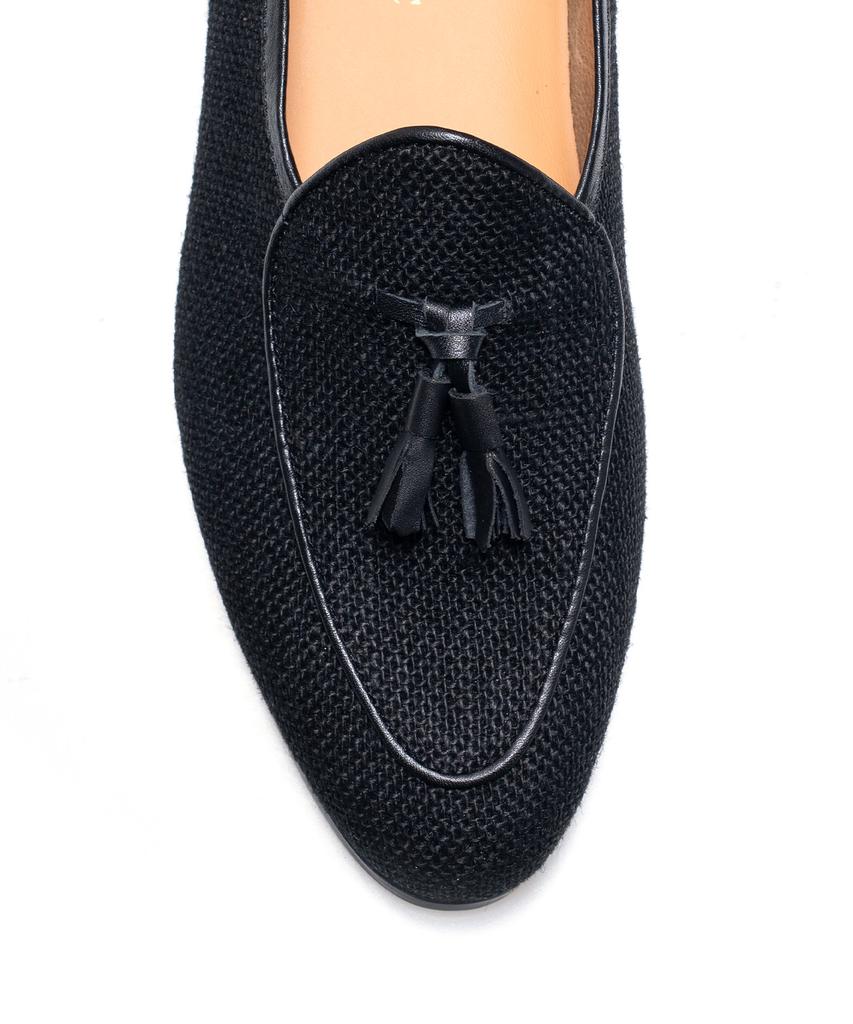 Allclassic Alc4402 Belgian Summer Linen Tassel Loafers_Black