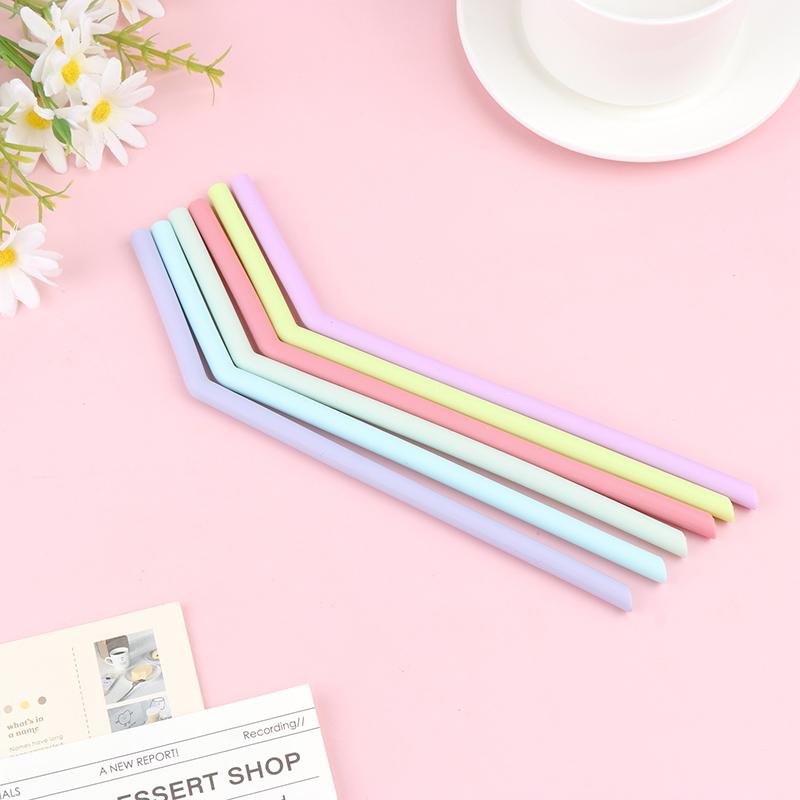 6Pcs Reusable Food Grade Silicone Straws Straight Bent Multicolor Drinking Straw For Children'S Party Bar Accessories