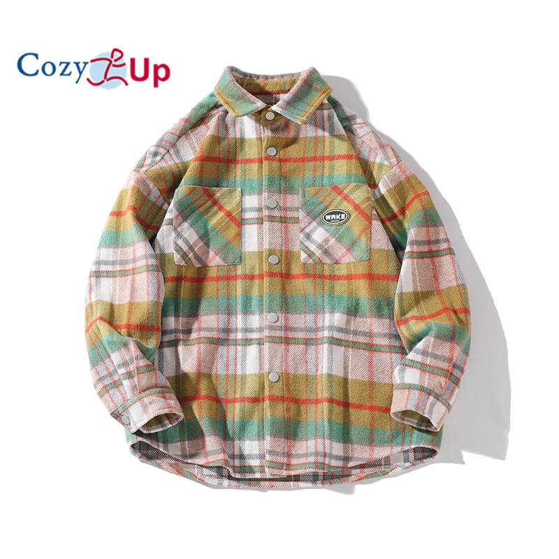 Men's Flannel Shirts Casual Button Down Plaid Shirt Jacket Long Sleeve Fleece Shacket with Pockets