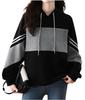 Pullover Loose Outdoor Maternity Korean Slim Cut and After Black and Gray M.Luce Women's Two-Tone Hoodie, Top, Sweatshirt, Spring, Autumn, Winter,