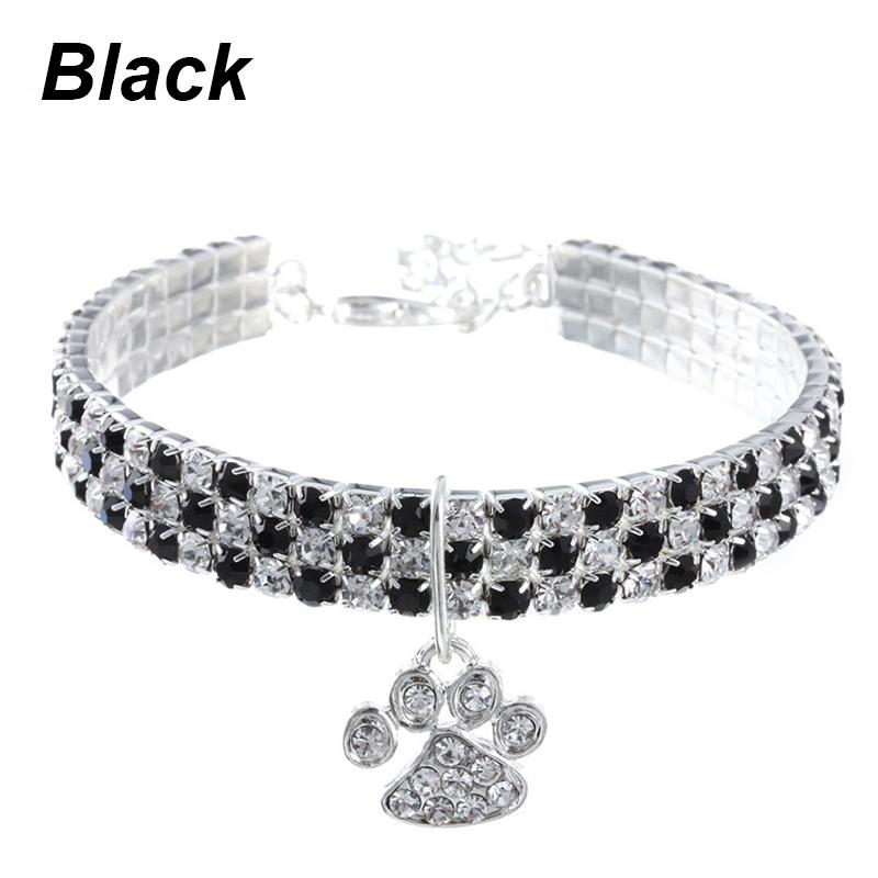 Pet Collar with Diamonds Adjustable Crystal Diamond Elastic Bone Pendant Cats Dogs Pet Collier Collar Dress Up Dog Accessories