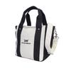 Lee Buddy Tote Shoulder Cotton Bag, Canvas, 320-1405 (320-1405-83), Black/White
