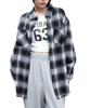 WEGO Check Big Flannel Long Sleeve Oversized Street Size Black Women's Shirt, Top, Autumn/Winter Clothes, Silhouette, Style, Girly, F,