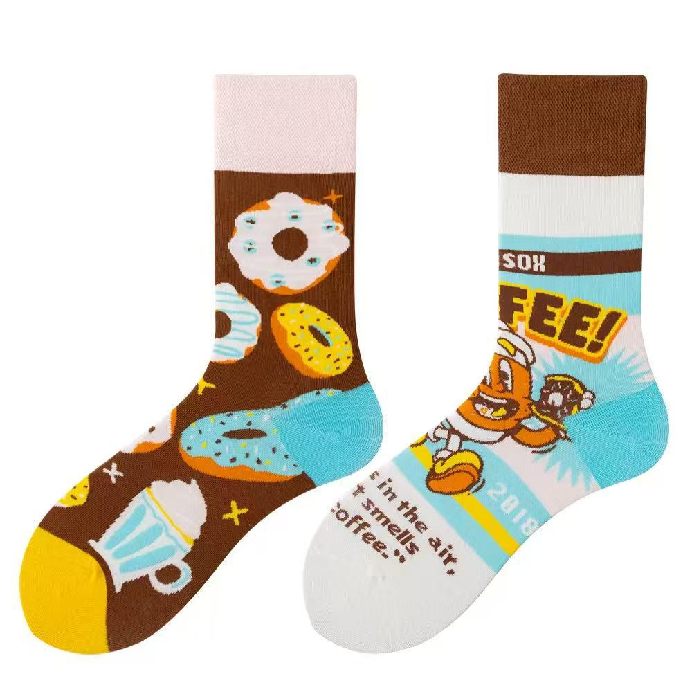 Asymmetric Colorful Christmas Cotton Socks for Couples