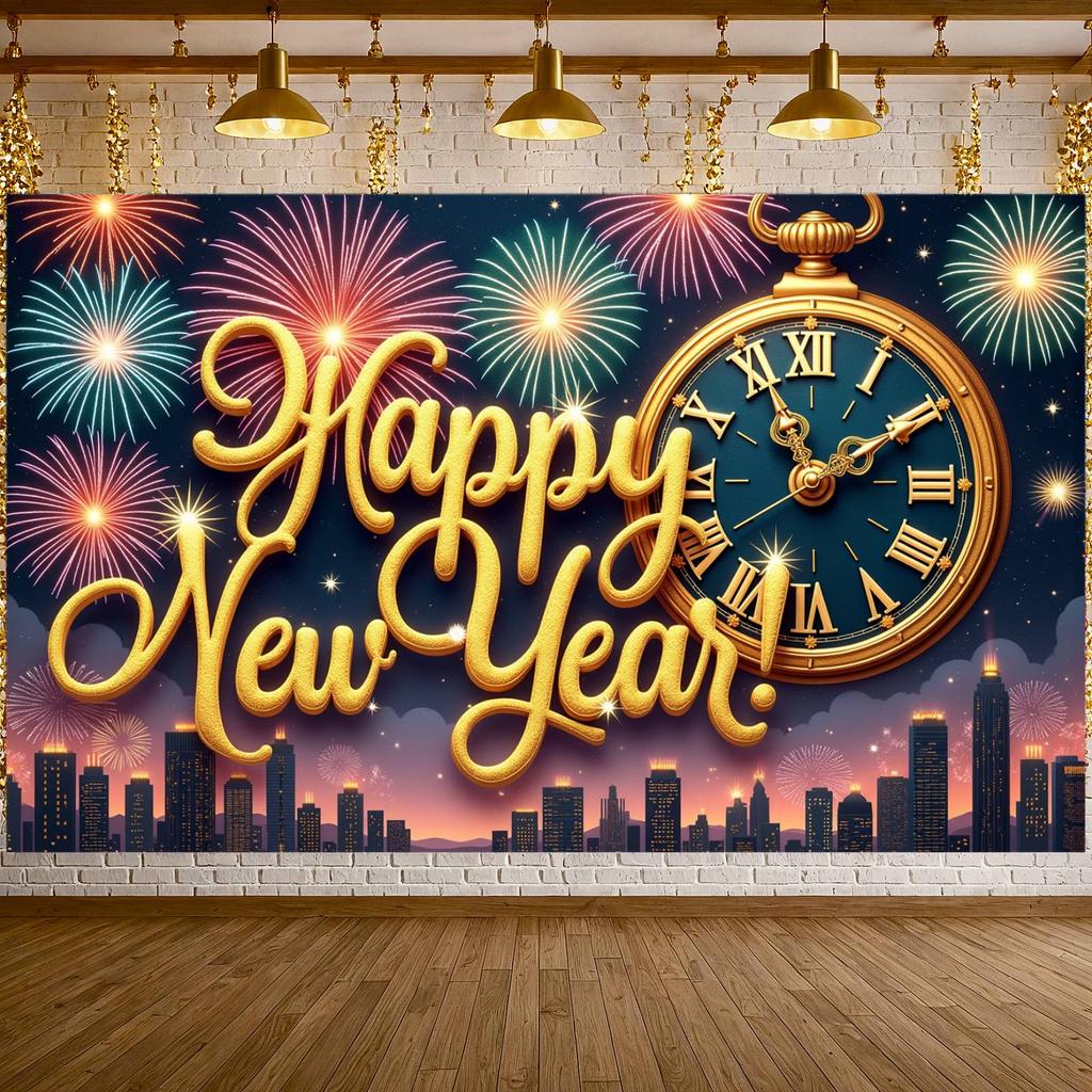 Clock Theme Banner Night Sky Background Night Sky Banner New Year Celebration Banner Sparkling Effect Happy New Year Decor